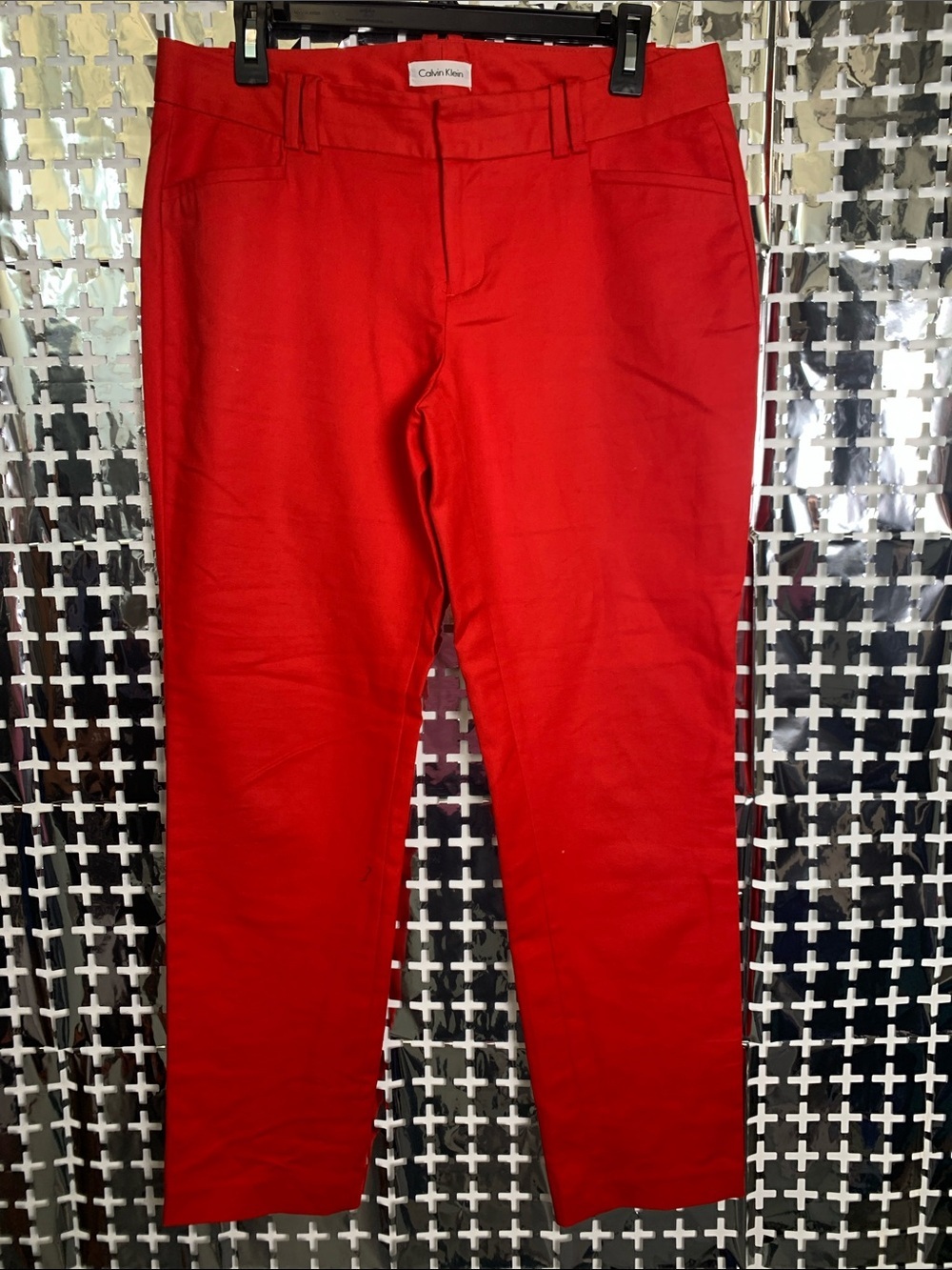 Calvin Klein Women's Red Straight-Leg Trousers